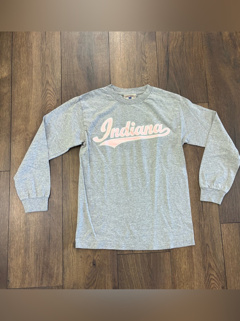Steve & Barry’s Indiana University Long Sleeve T-Shirt, Gray and Pink, Small